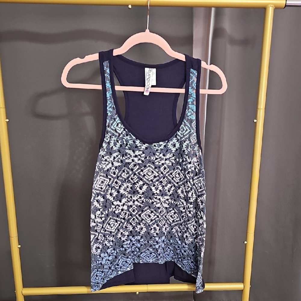 Navy Blue Patterned Women's Tank Top